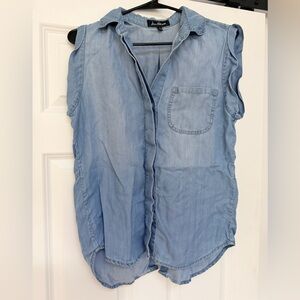 Sam Edelman Light Blue Sleeveless Button Down Shirt